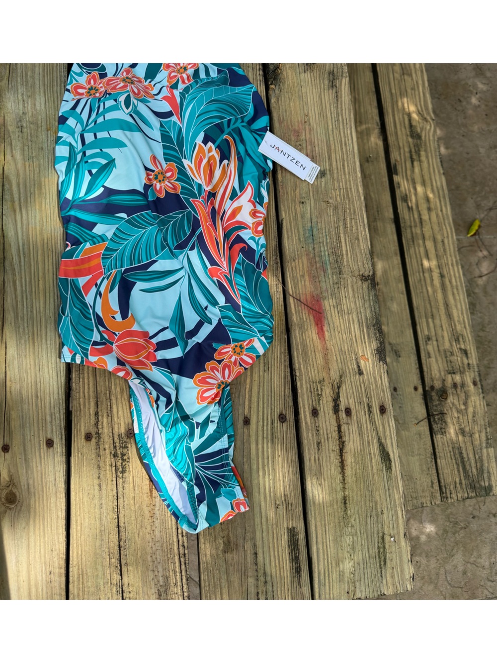 Jantzen Teal Floral Women’s one piece, new with tags, 14